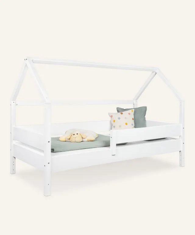 ehrenkind-hausbett-nova-aus-massiver-buche-wei-lackiert-2-in-1-montessori-bodenb image 1