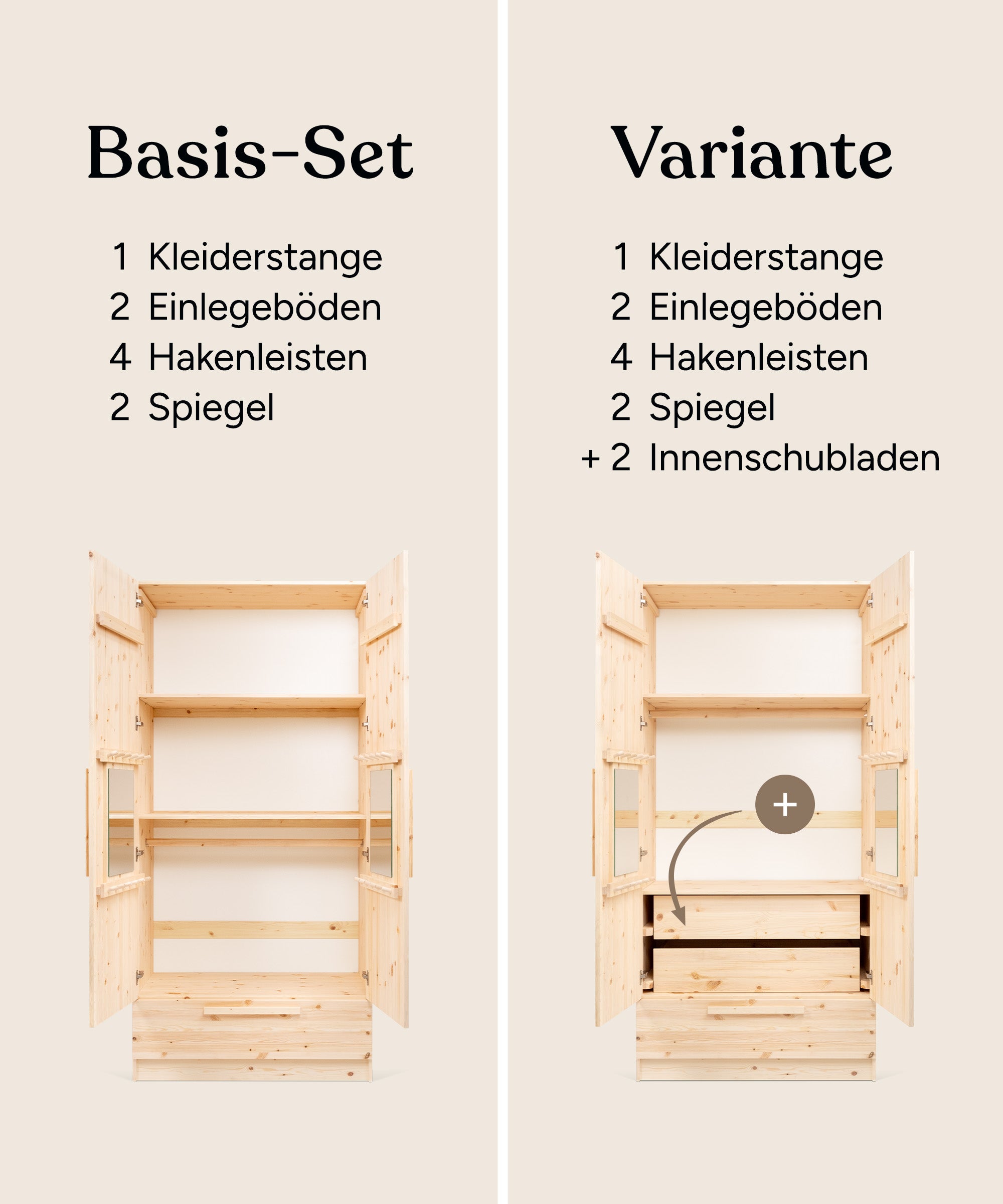 ehrenkind-kleiderschrank-linia-mit-schublade-kiefer-natur-100-cm image 2