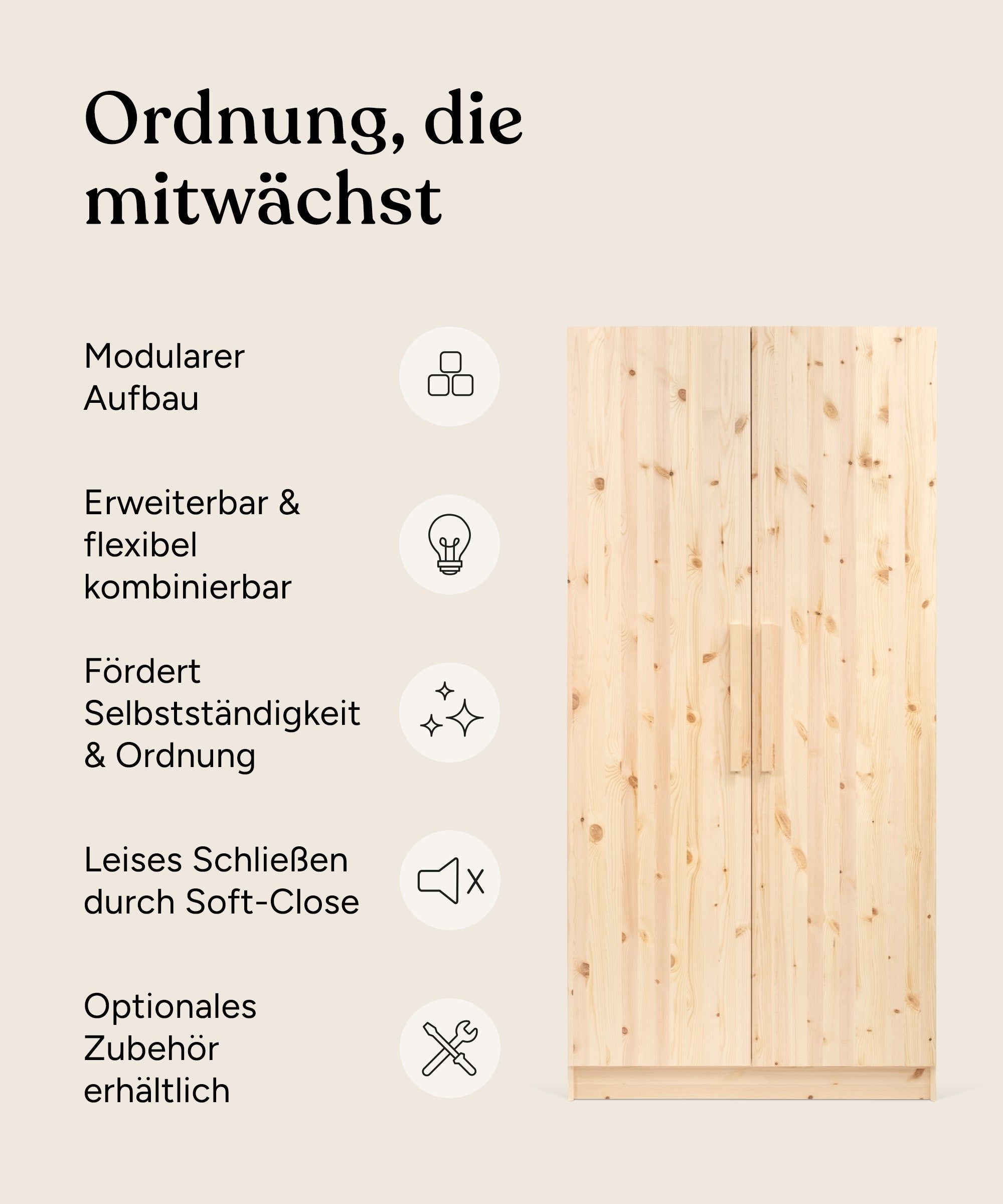 ehrenkind-kleiderschrank-linia-100-cm-kiefer-natur-fsc-zertifiziert-mit-kleiders image 4