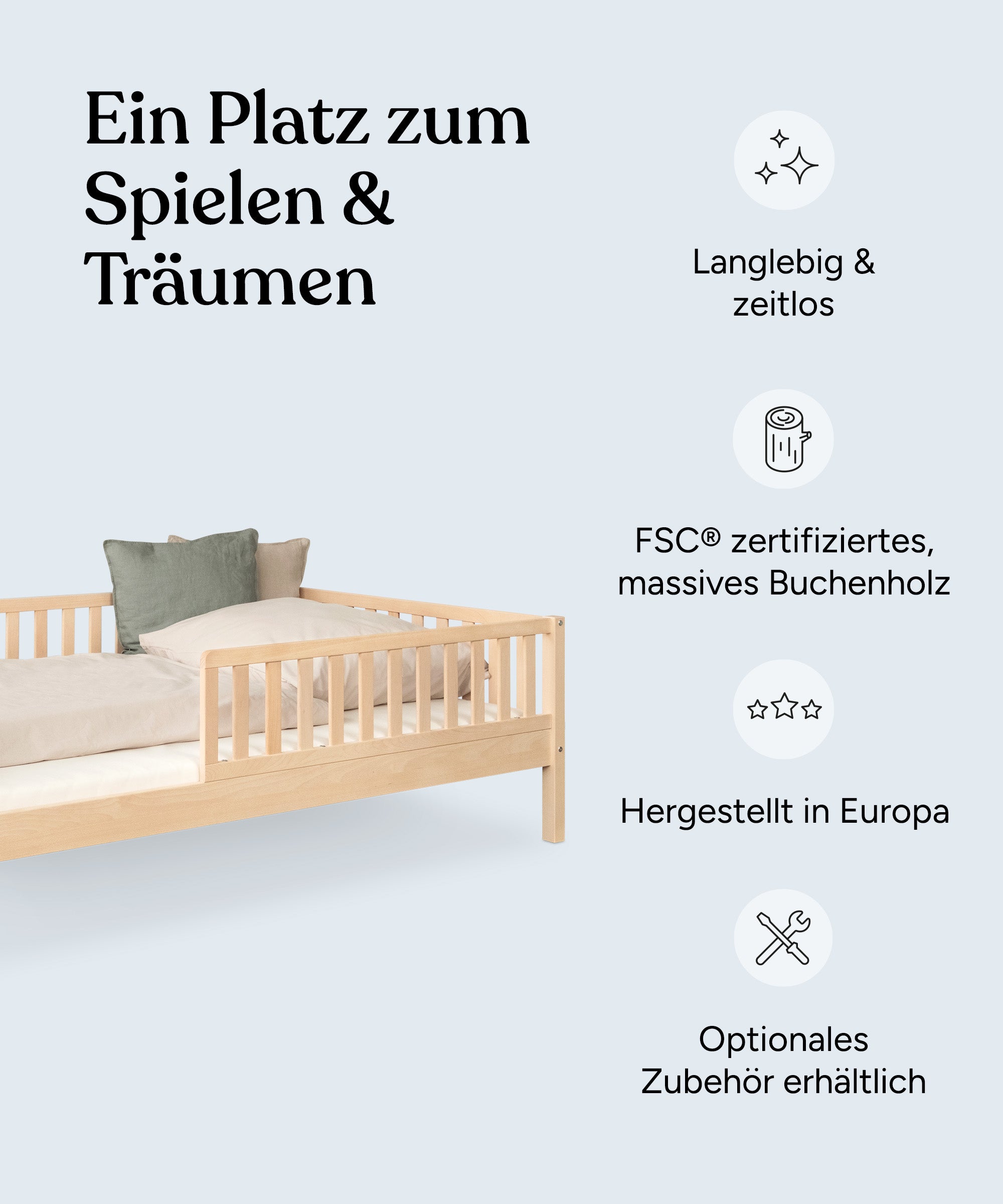 ehrenkind-kinderbett-livo-buche-natur-90x200-cm-mit-rausfallschutz image 2