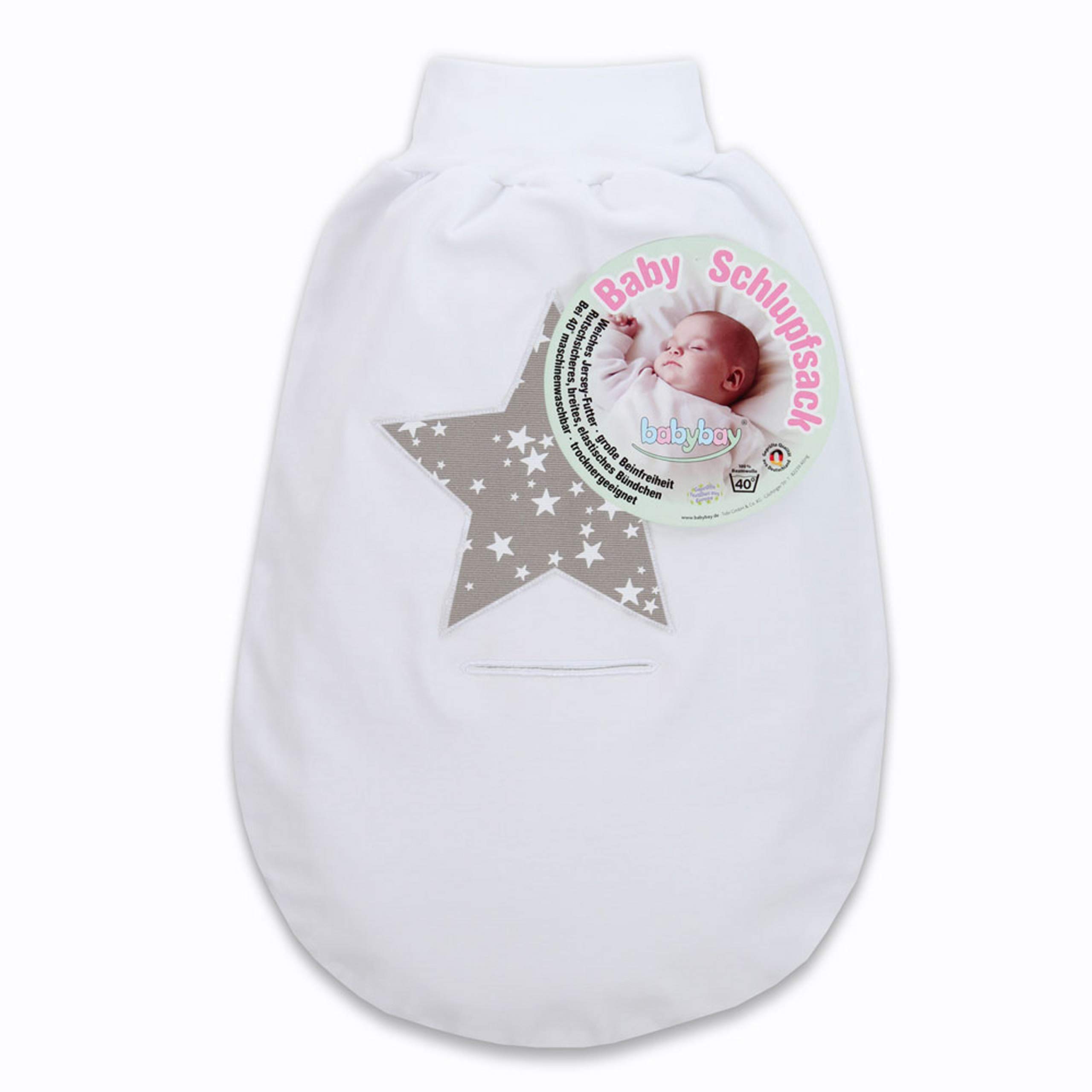 babybay-schlupfsack-organic-cotton-mit-gurtschlitz-wei-sternemix-sand-beere image 5