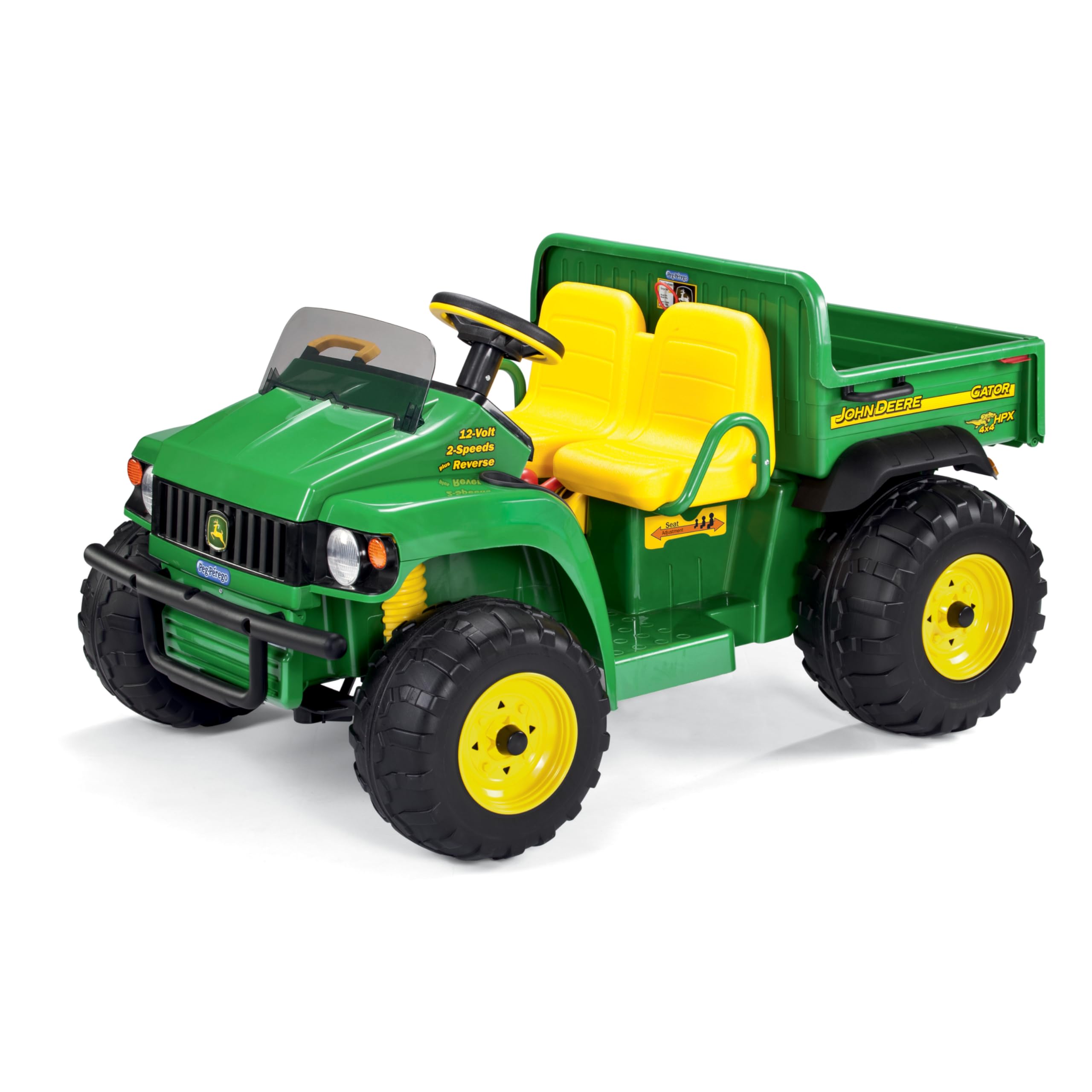 peg-perego-john-deere-gator-kinderfahrzeug-mit-12v-akku-f-r-2-kinder-gr-n-gelb image 1