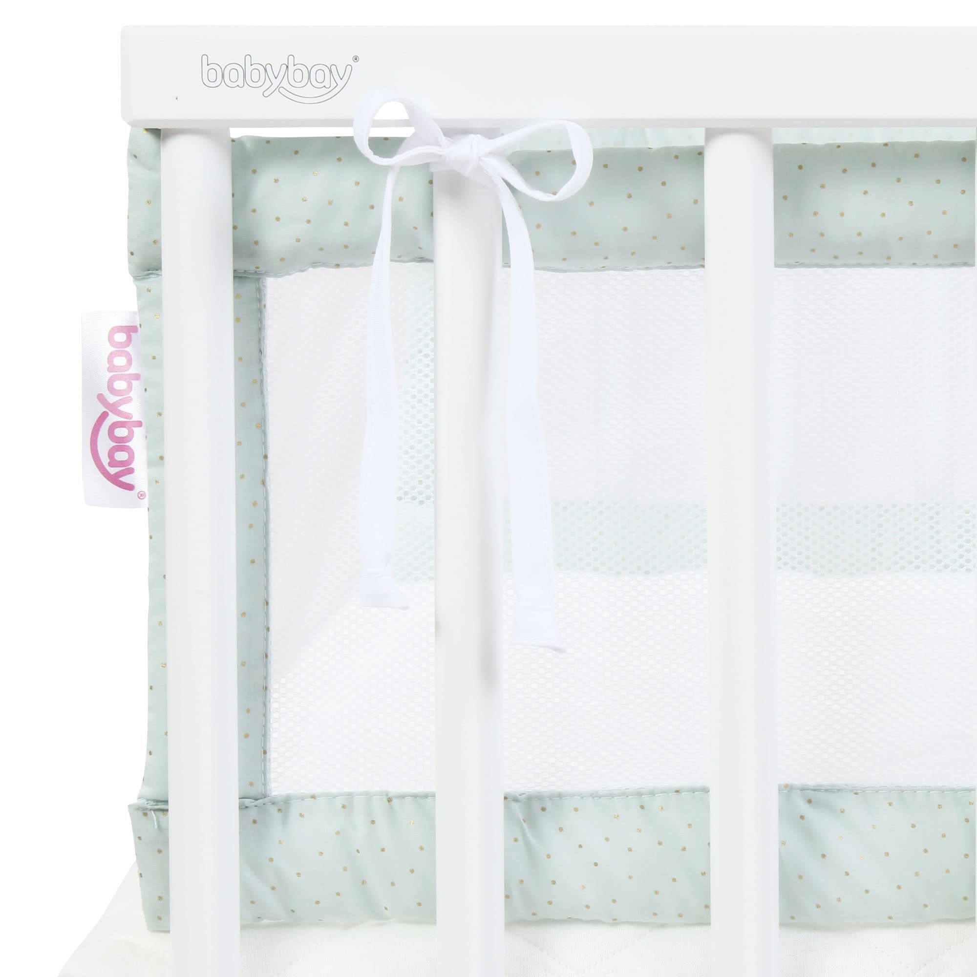babybay-nestchen-mesh-royal-f-r-modell-original-mint-mit-glitzerpunkten-gold image 3