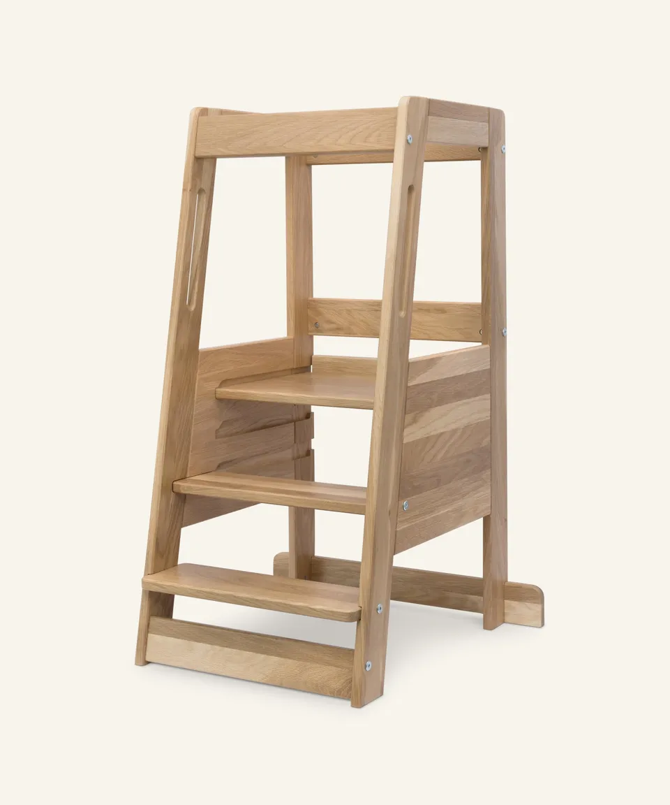 ehrenkind-lernturm-aus-eiche-mitwachsend-mit-kleinkindstufe-3fach-verstellbar image 1