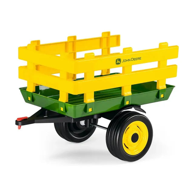 peg-perego-john-deere-kinderanh-nger-mit-pfahl-gr-n-und-gelb-f-r-elektro-traktor image 1