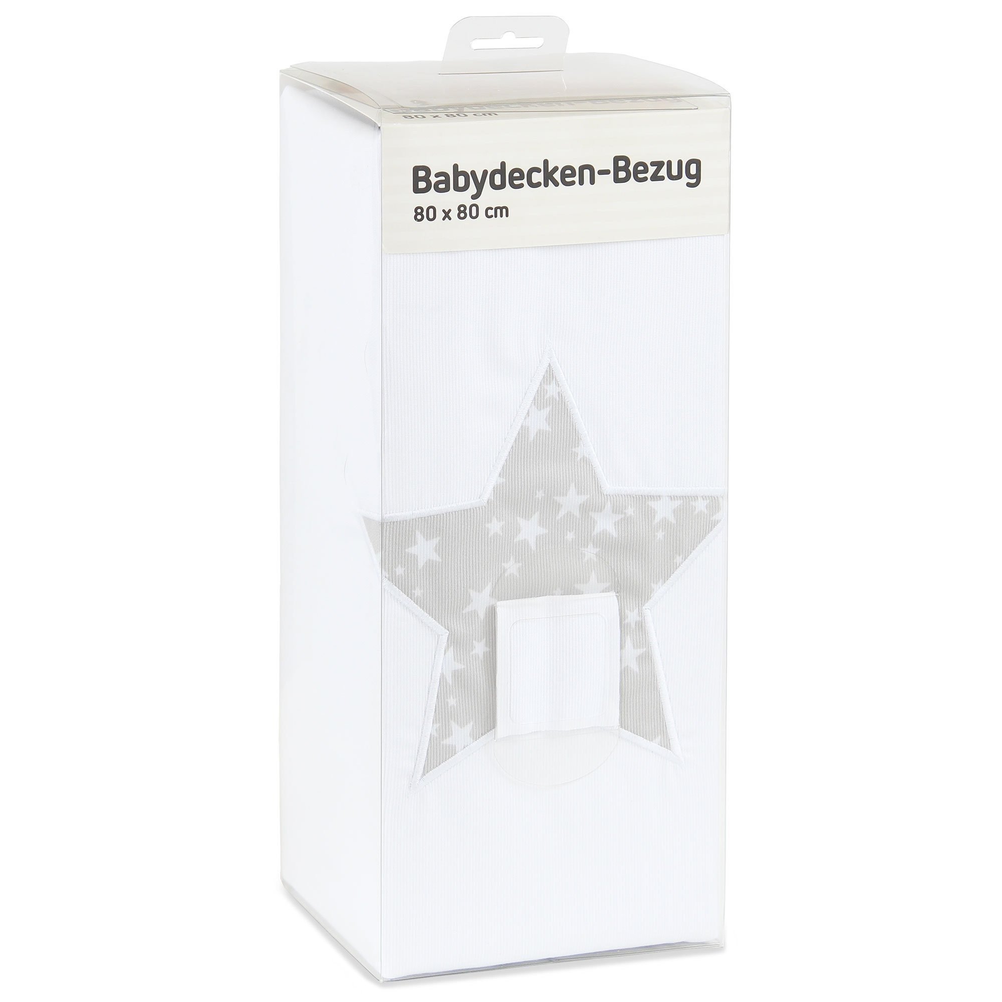 babybay-bezug-babydecke-80x80-cm-wei-mit-stern-applikation-perlgrau image 2