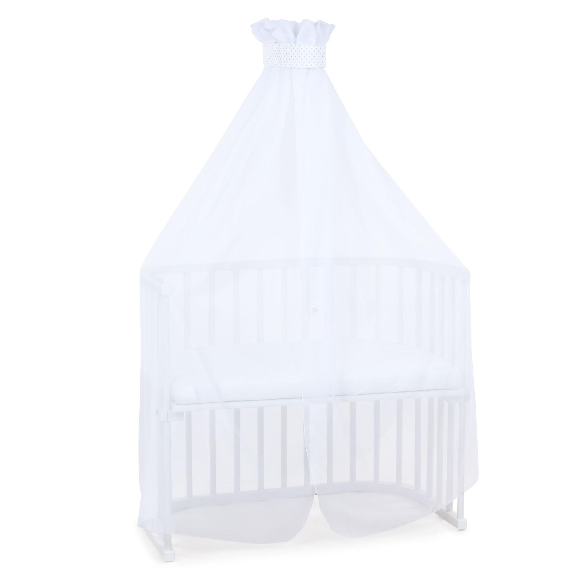 babybay-moskitoschutz-und-himmel-piqu-mit-band-wei-punkte-perlgrau-f-r-alle-mode image 1