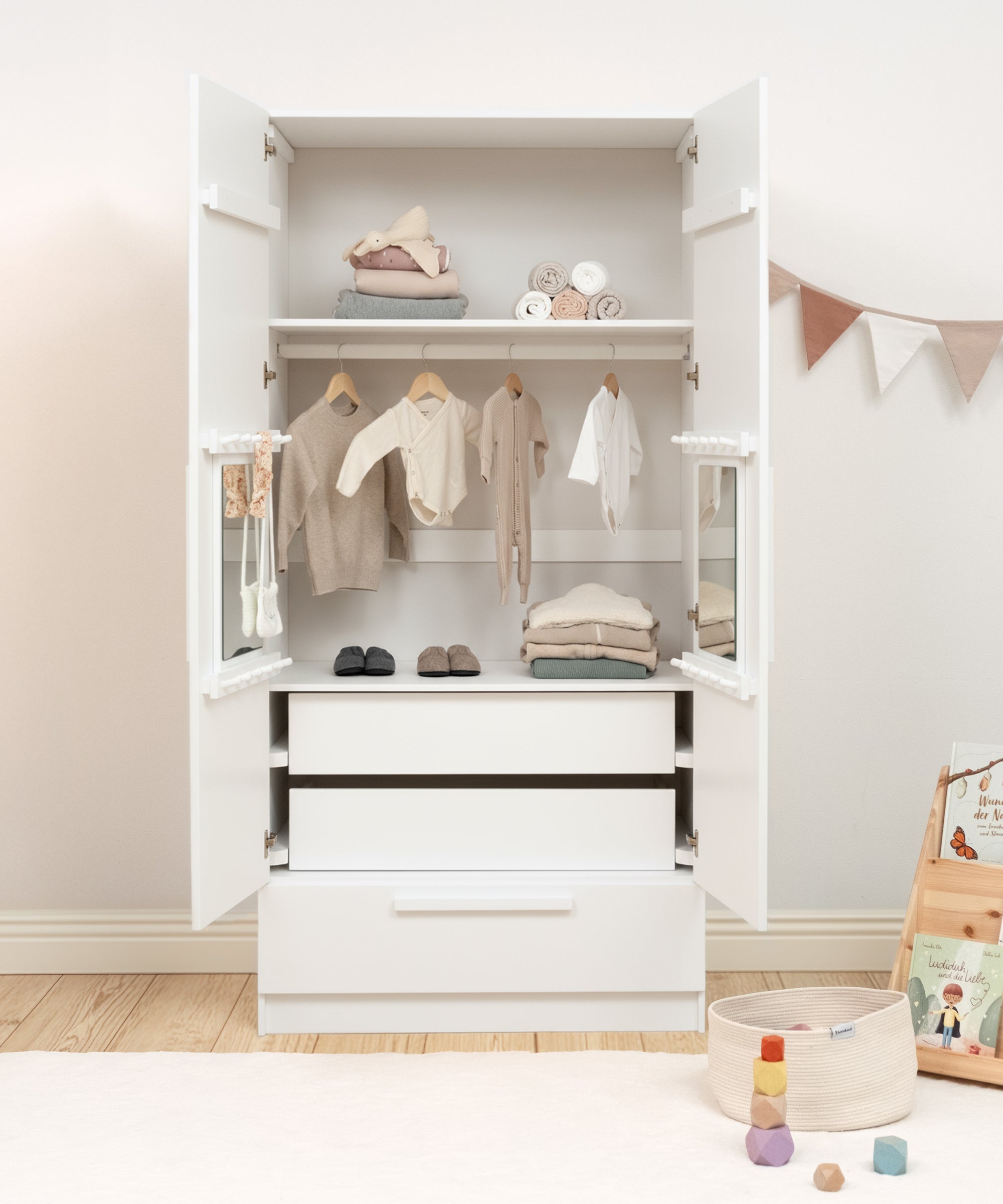 ehrenkind-kleiderschrank-linia-mit-schublade-kiefer-wei-100-cm image 3