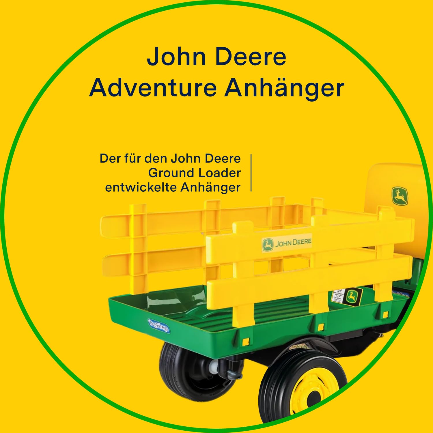 peg-perego-john-deere-kinderanh-nger-mit-pfahl-gr-n-und-gelb-f-r-elektro-traktor image 2