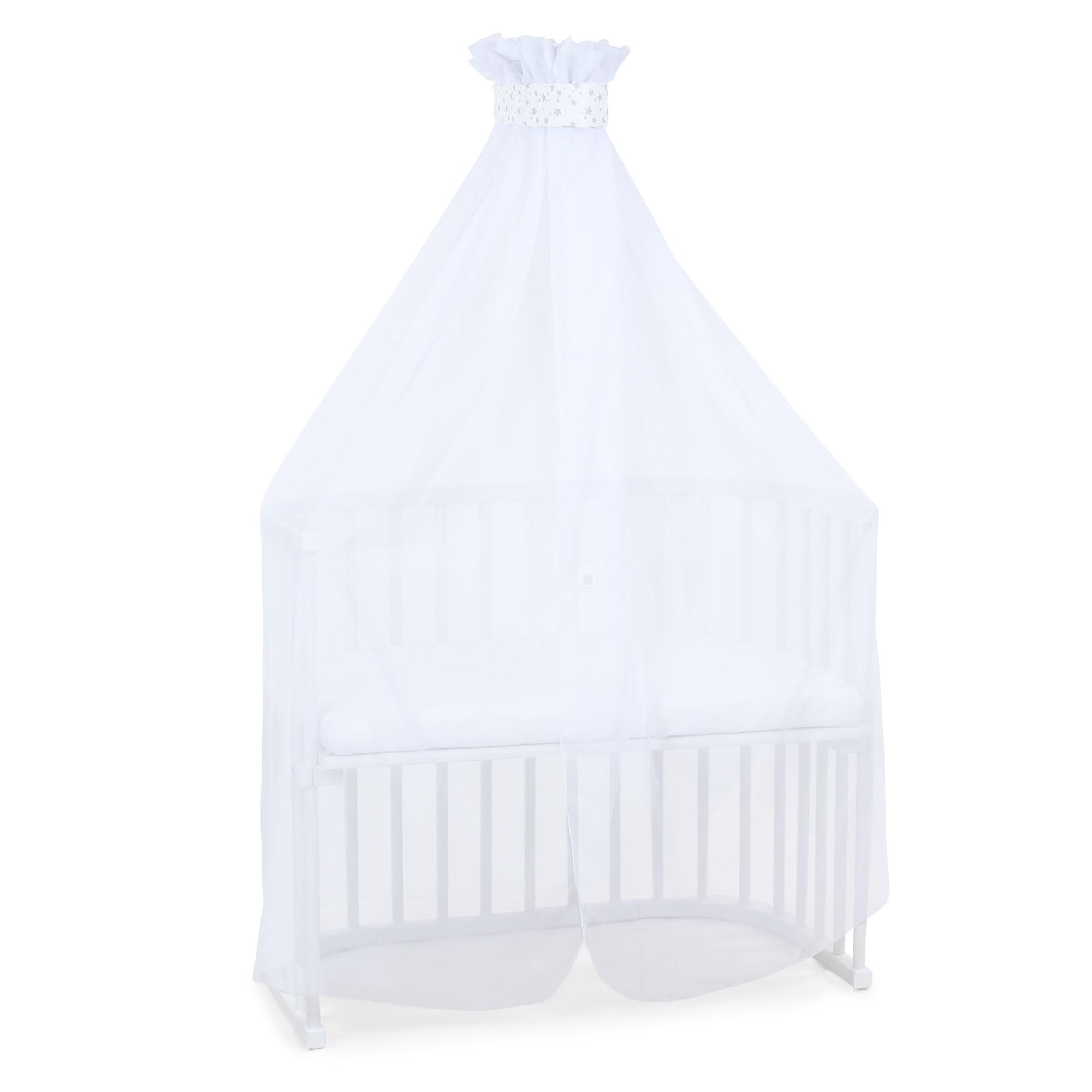 babybay-moskitoschutz-und-himmel-piqu-mit-band-wei-sterne-perlgrau-passend-f-r-a image 1