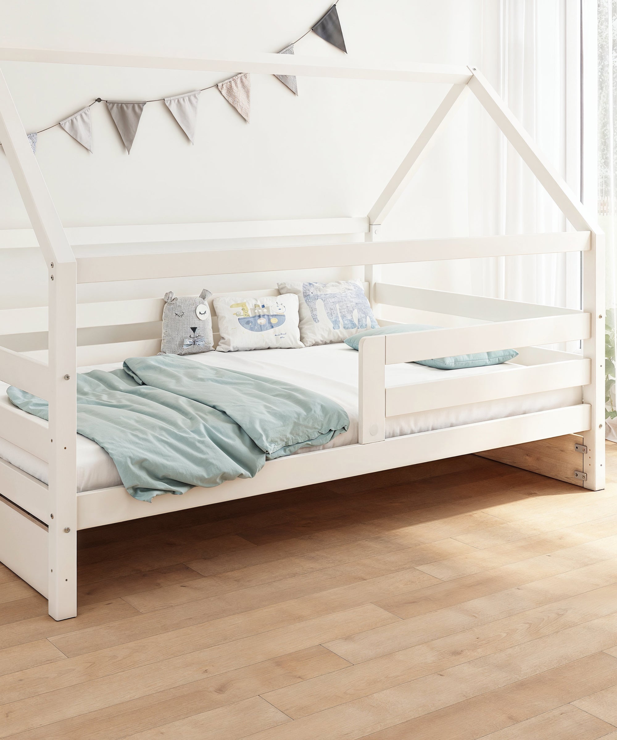 ehrenkind-hausbett-sona-kiefer-wei-h-henverstellbar-2-in-1 image 2