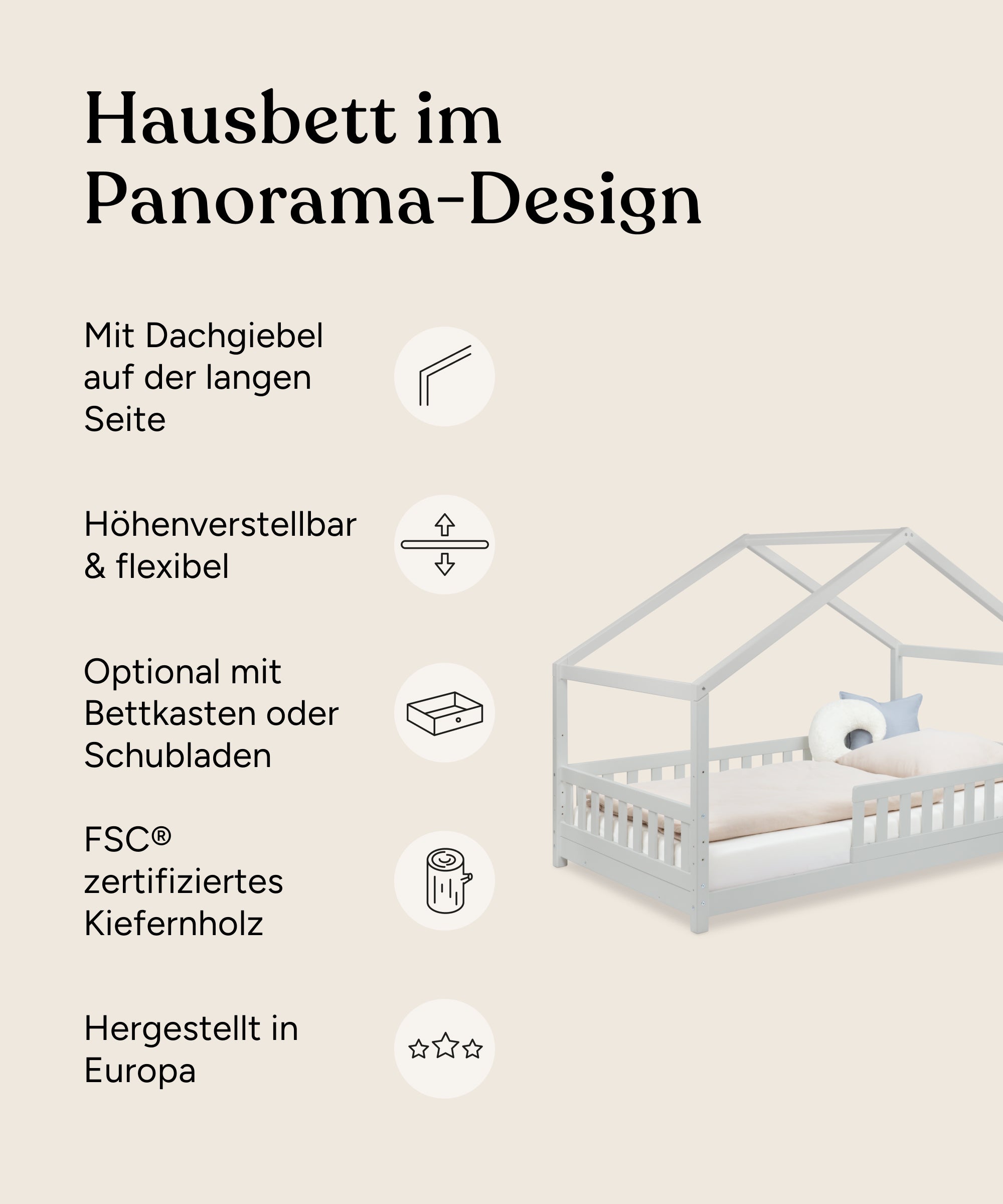 ehrenkind-panorama-hausbett-lille-kiefer-hellgrau-2-in-1-bett-montessori-inspiri image 2