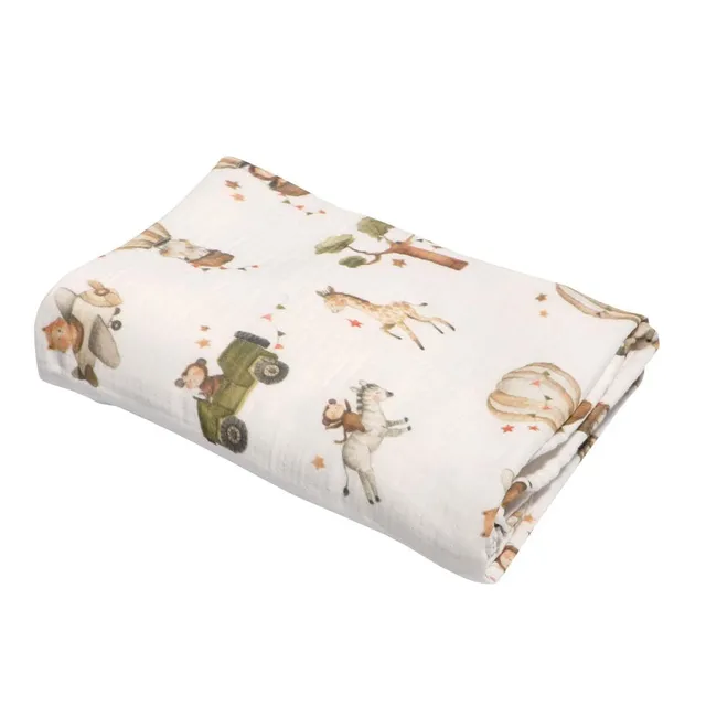 puckdaddy-babydecke-alva-musselin-safari-design-100x120-cm image 1