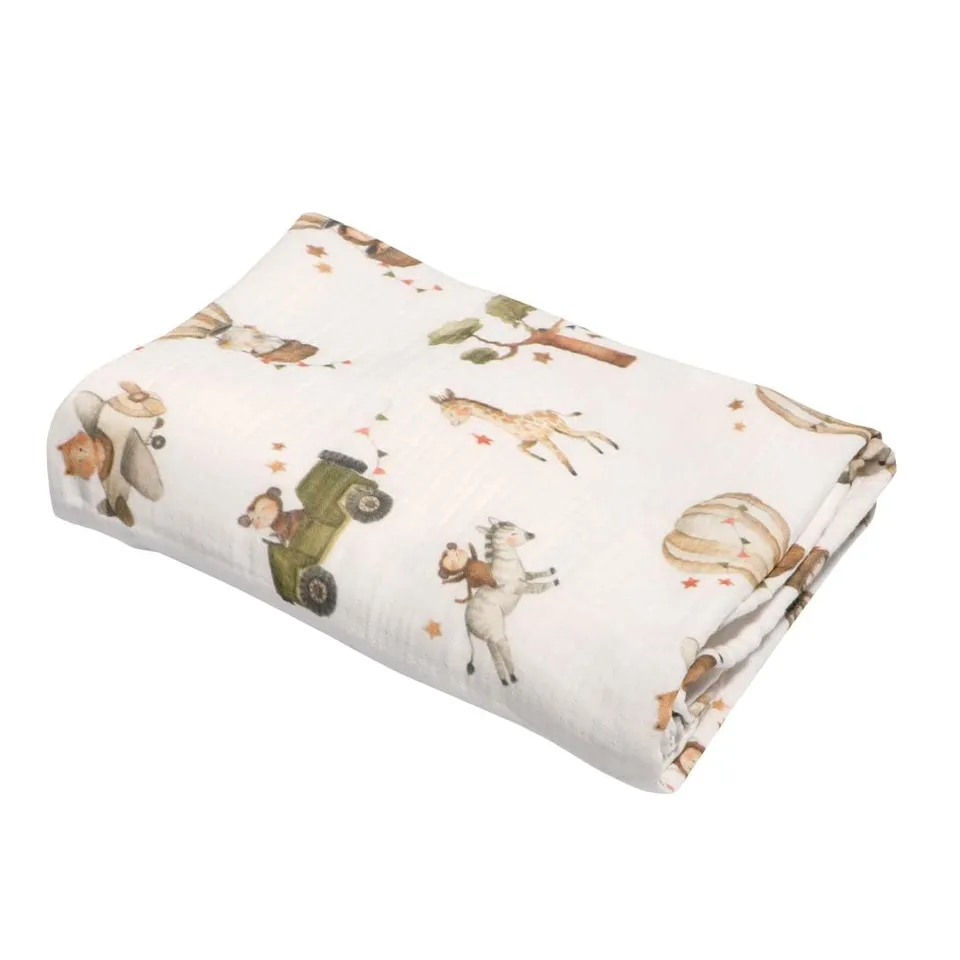 puckdaddy-babydecke-alva-musselin-safari-design-100x120-cm image 1