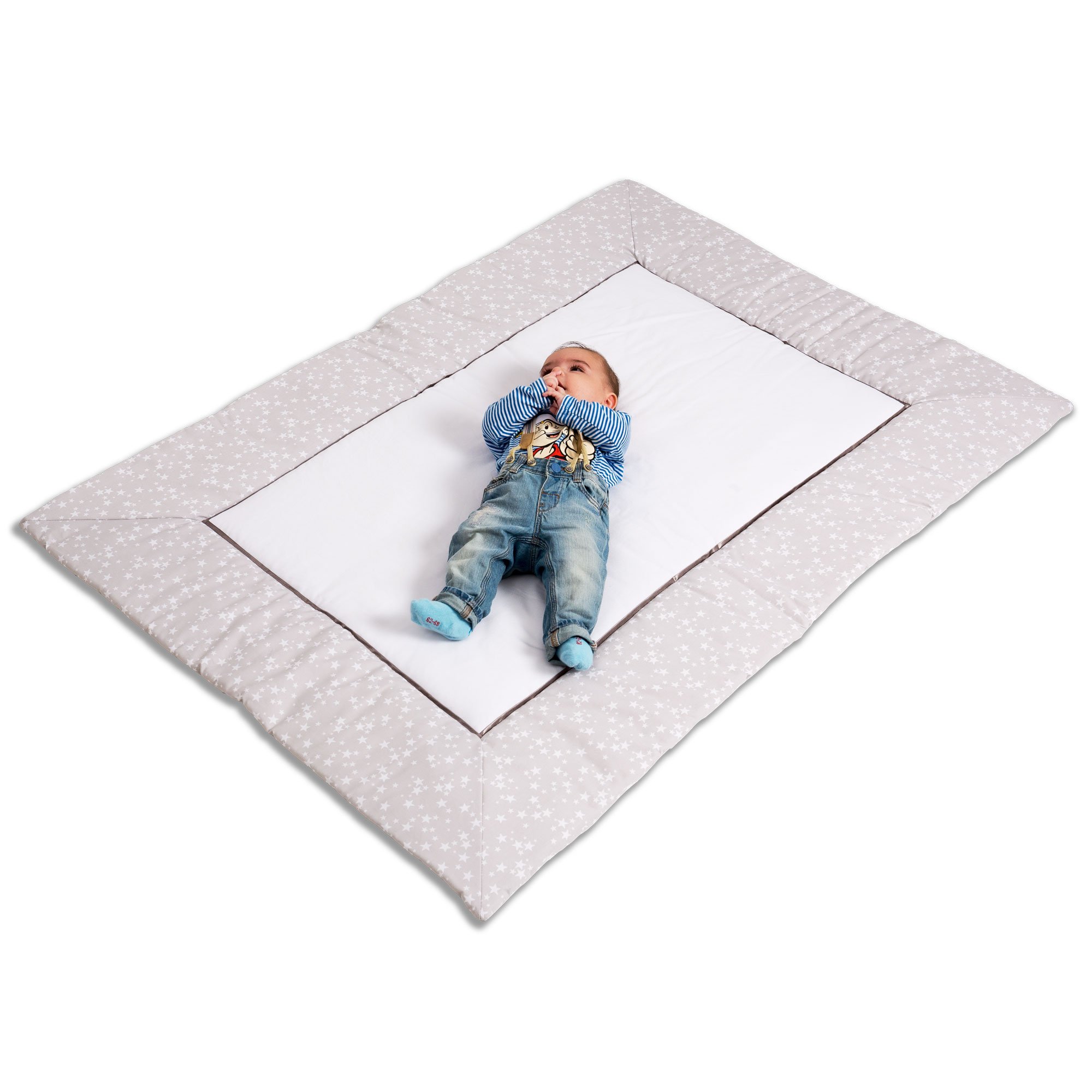 babybay-krabbeldecke-135x100-cm-wei-perlgrau-sterne-auch-als-kinderbettdecke-nut image 2