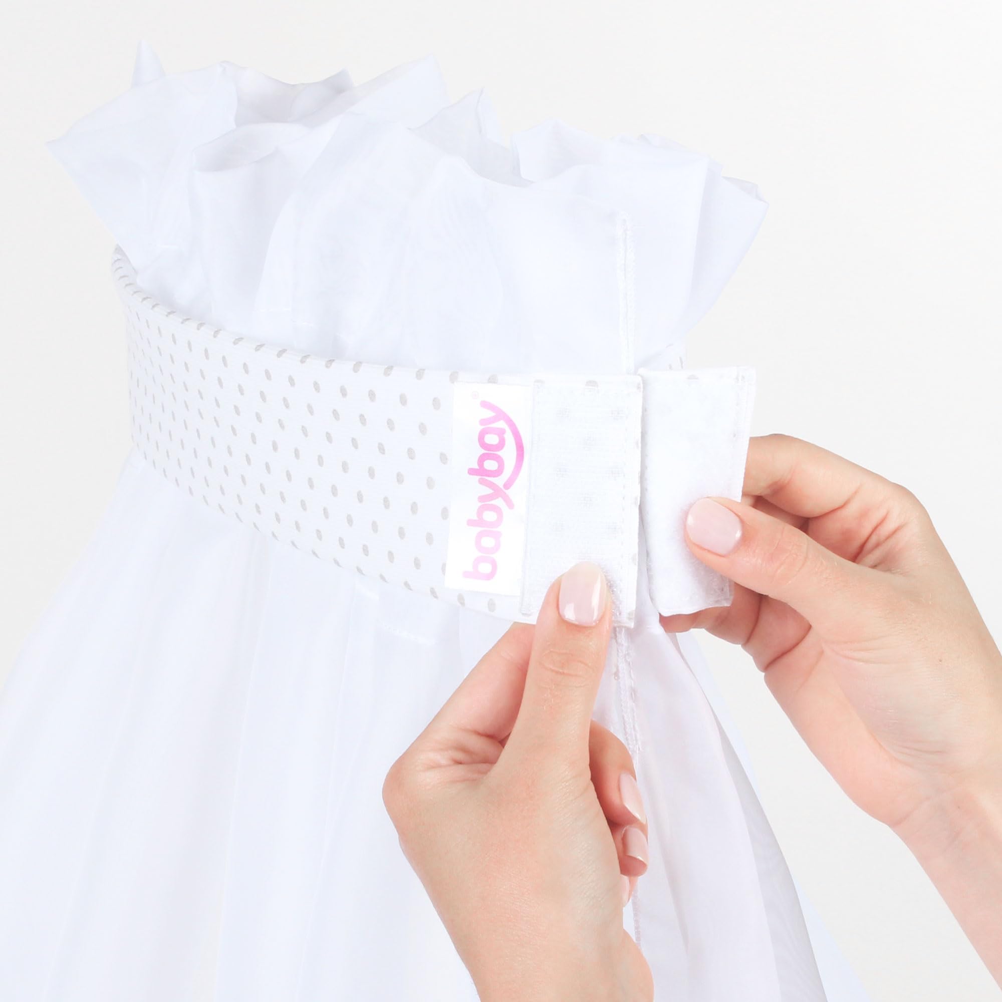 babybay-moskitoschutz-und-himmel-piqu-mit-band-wei-punkte-perlgrau-f-r-alle-mode image 4
