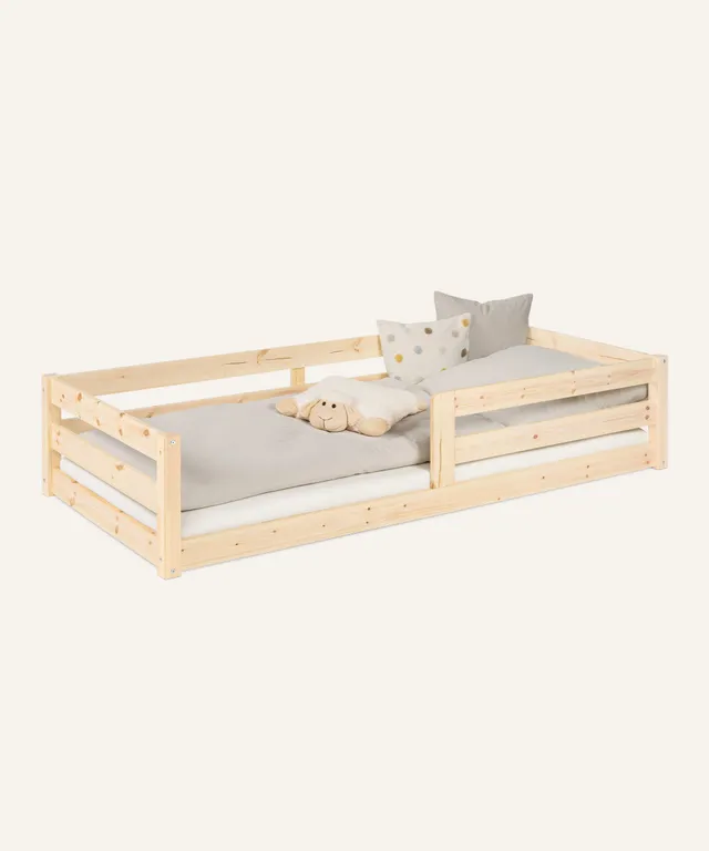 ehrenkind-bodenbett-sona-aus-fsc-kiefernholz-natur-bodentief-mit-rausfallschutz- image 1