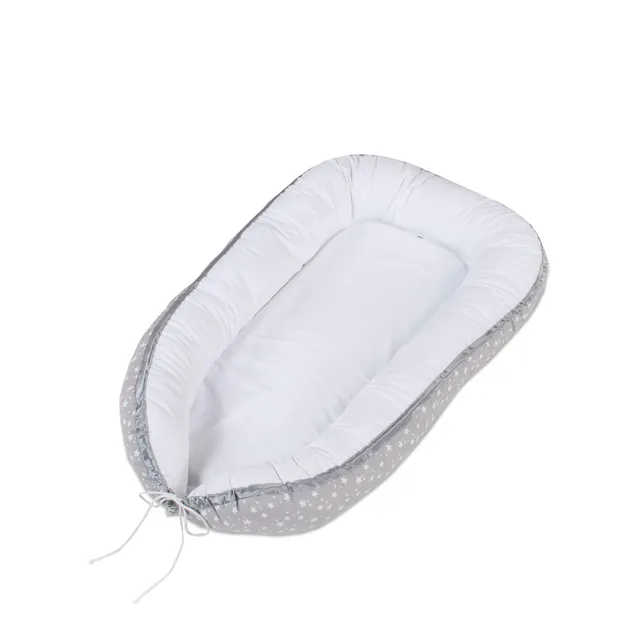 babybay-kuschelnest-perlgrau-sterne-wei-gr-e-einstellbar-f-r-babybay-kinderwagen image 1