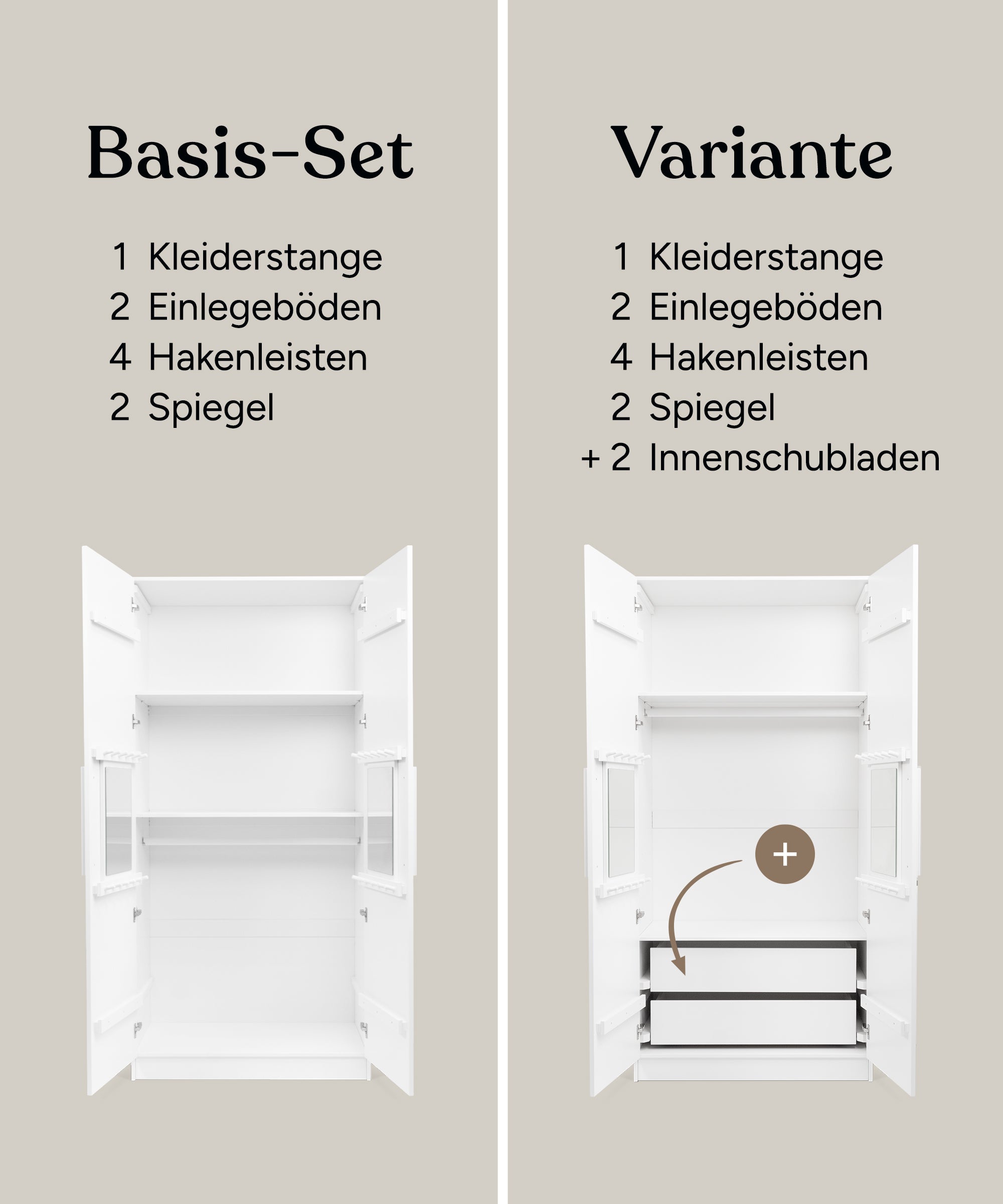 ehrenkind-linia-kleiderschrank-100-cm-breit-kiefer-wei-lackiert-2-t-ren-mit-klei image 2