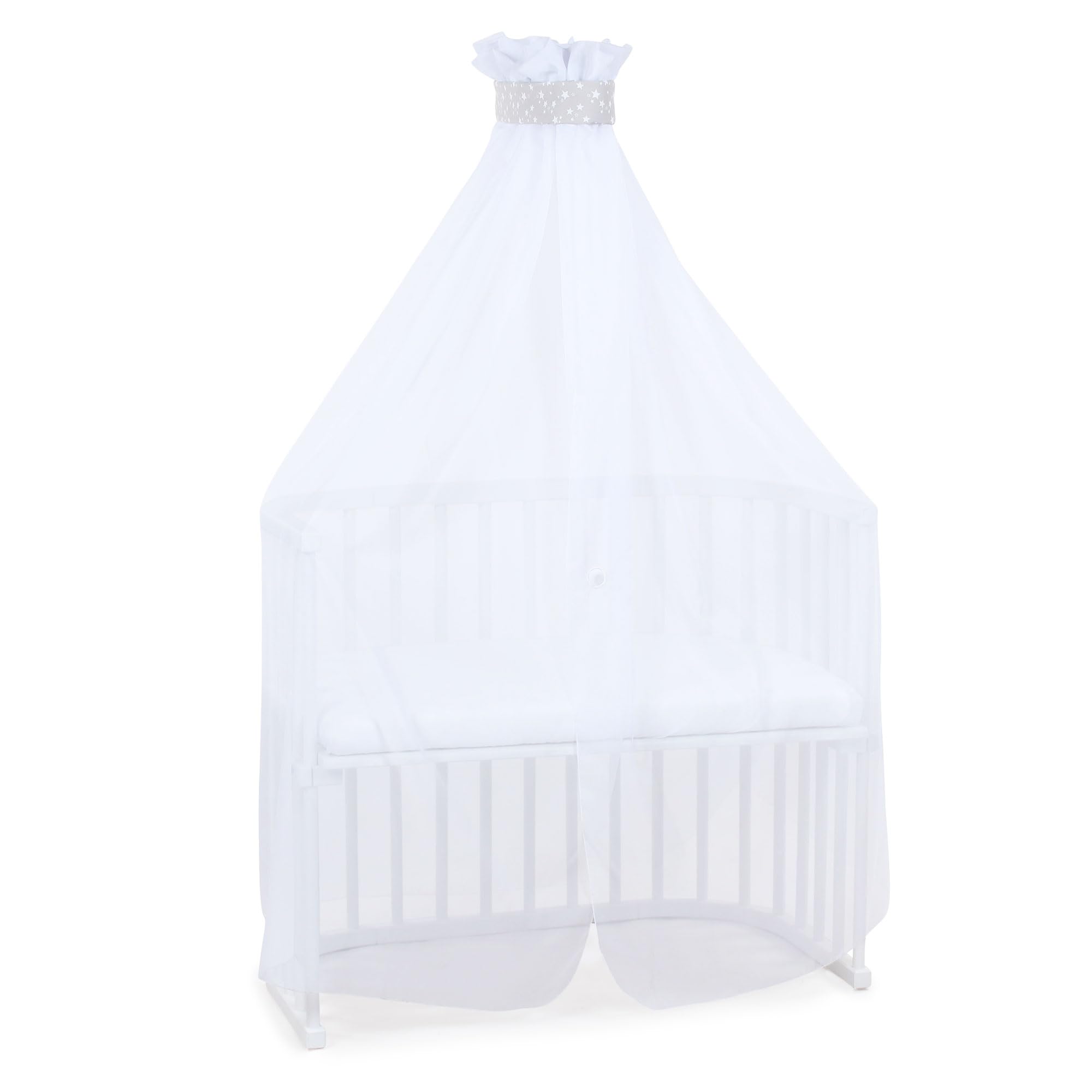 babybay-moskitoschutz-und-himmel-piqu-mit-band-perlgrau-sterne-wei-passend-f-r-a image 1